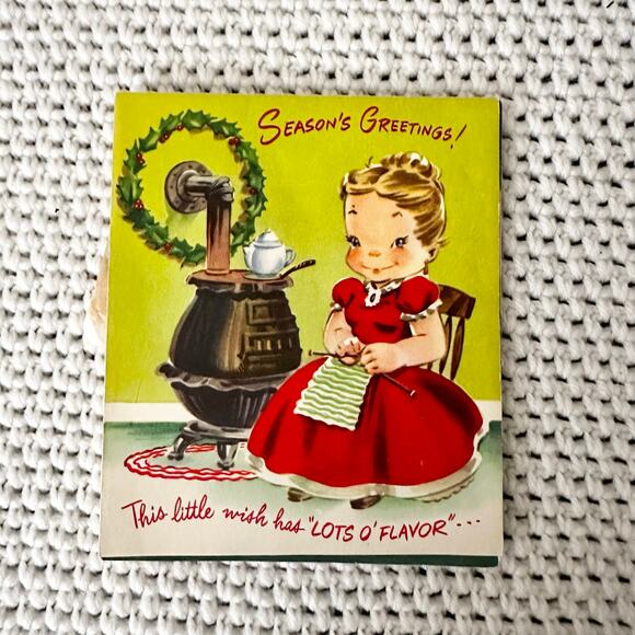 Vintage Full-o-Fun Lipton Tea Mid Century Modern Christmas Card Unused READ - Picture 1 of 5